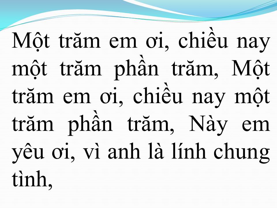 Lời bài hát MỘT TRĂM PHẦN TRĂM