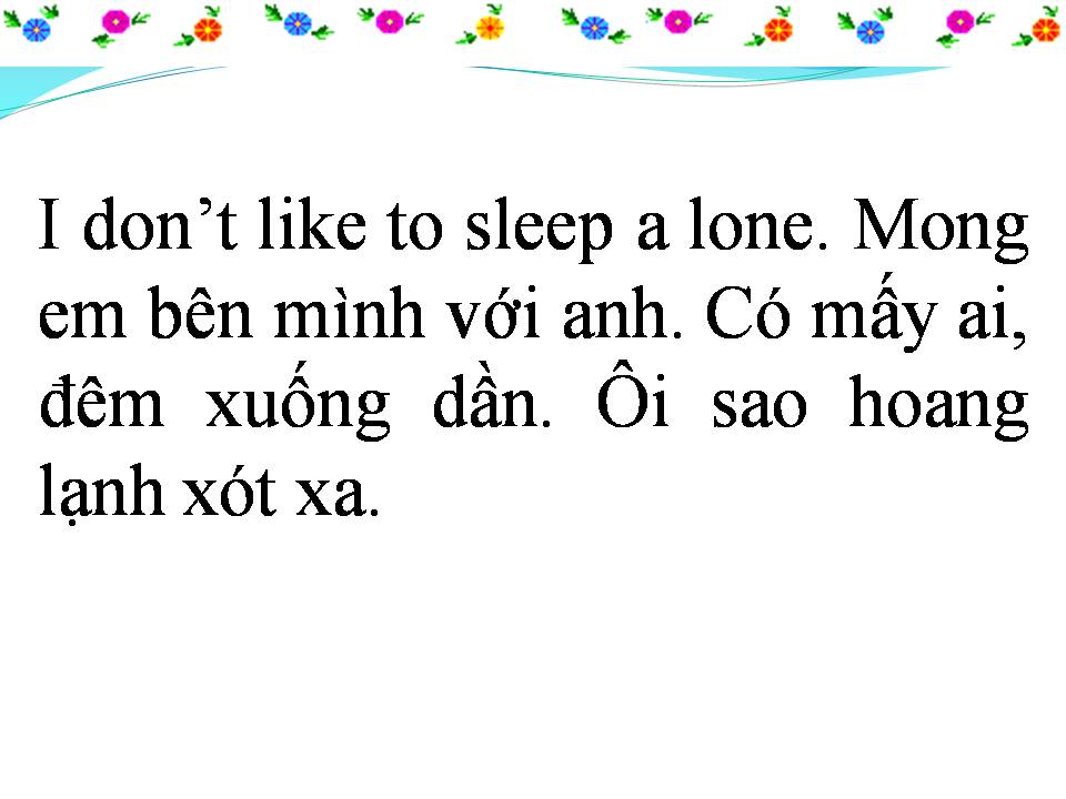 Lời bài hát ANH KHÔNG THÍCH NGỦ MỘT MÌNH