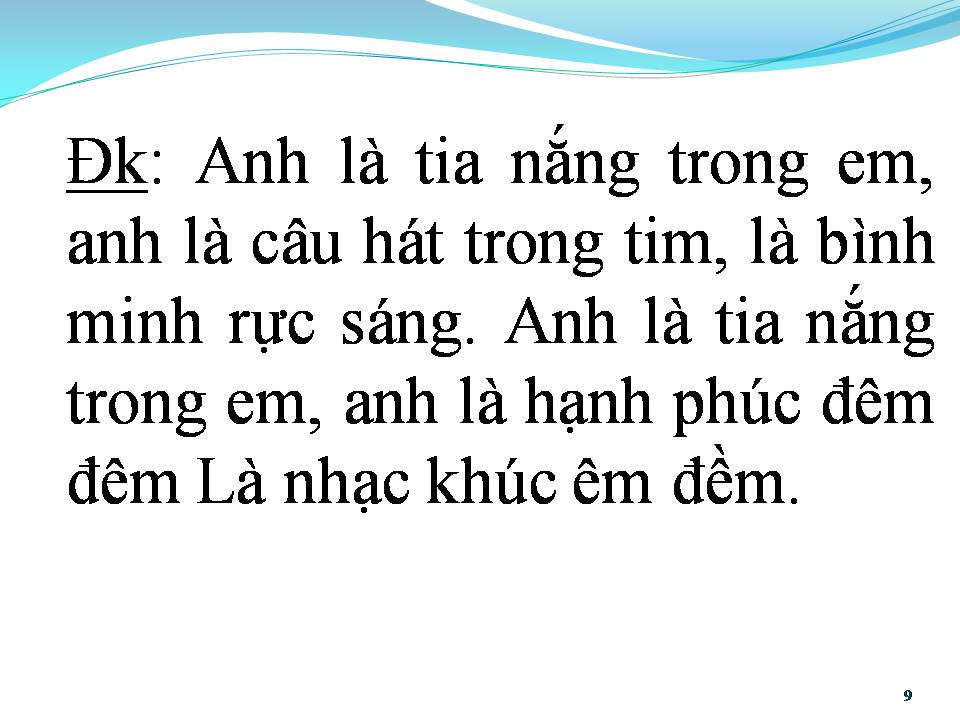 Lời bài hát ANH LÀ TIA NẮNG TRONG EM
