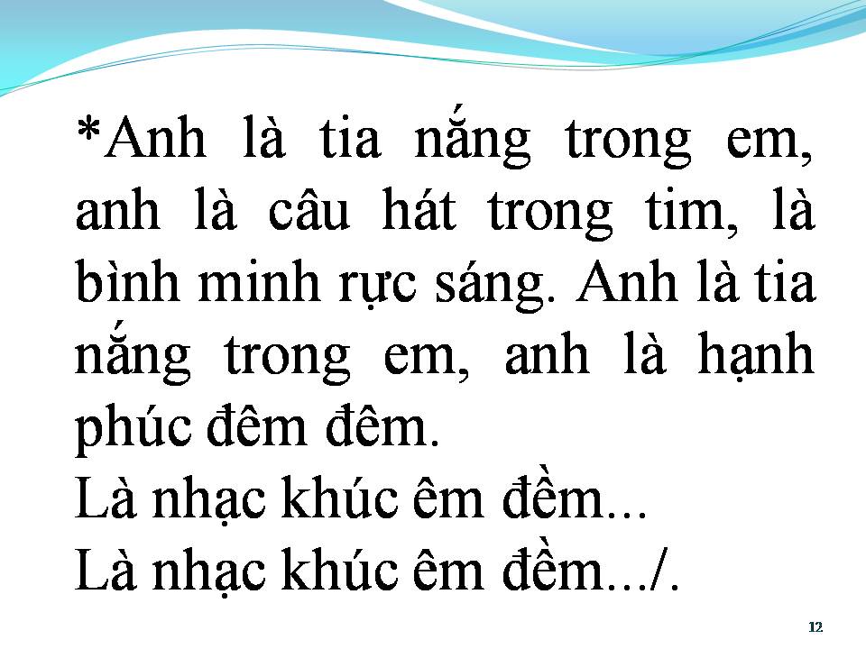 Lời bài hát ANH LÀ TIA NẮNG TRONG EM