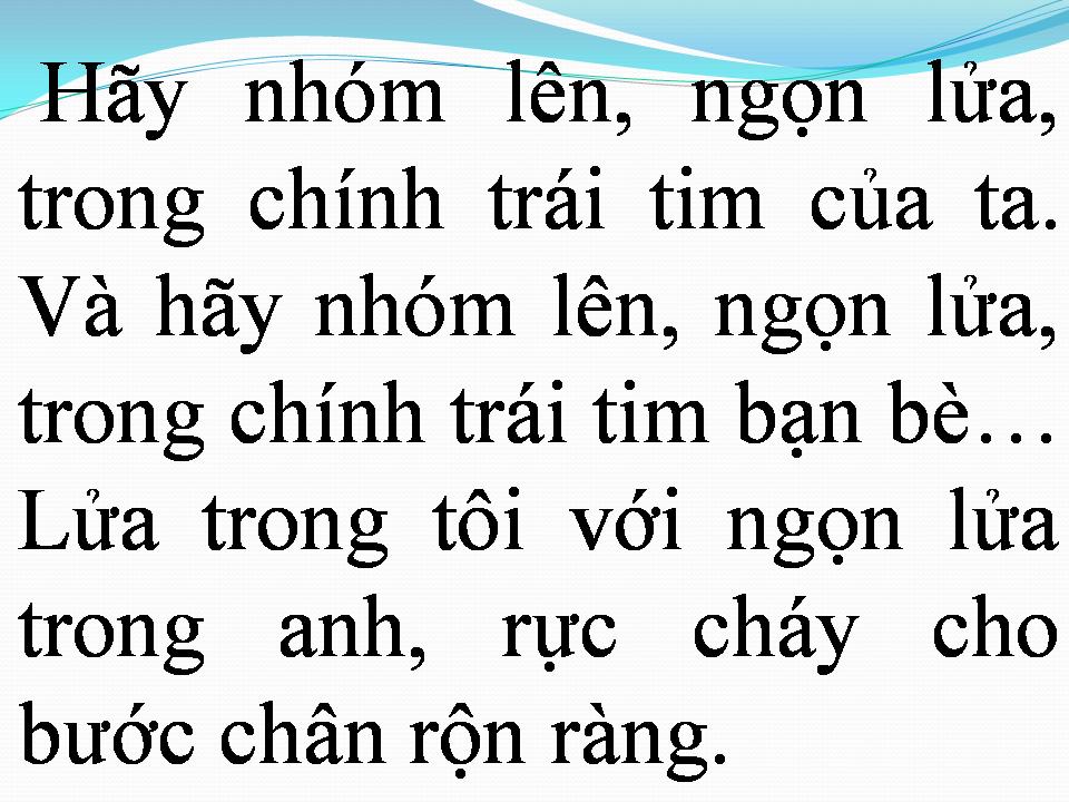 Lời bài hát NGỌN LỬA TRÁI TIM