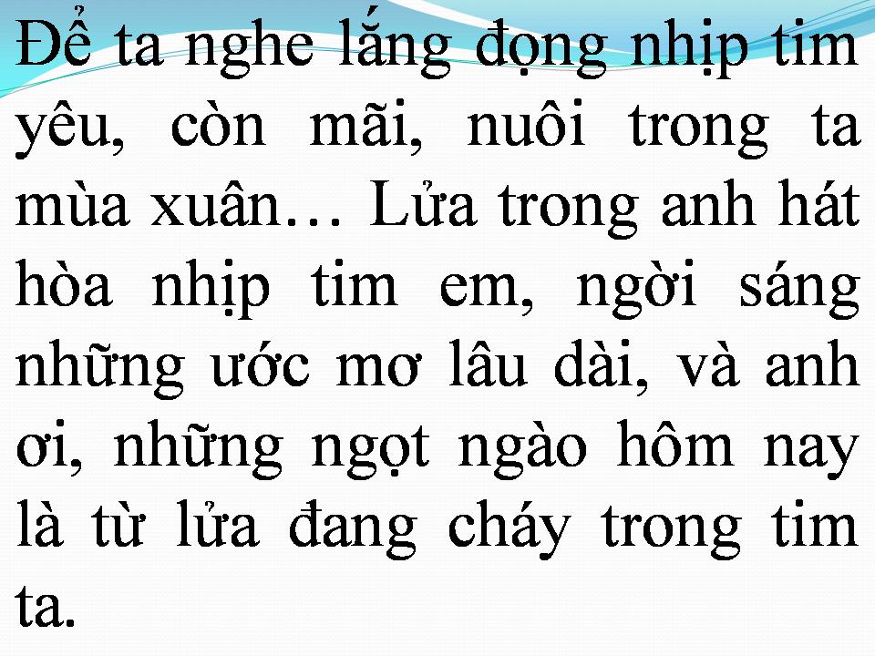 Lời bài hát NGỌN LỬA TRÁI TIM