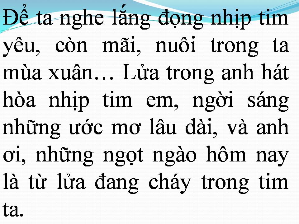 Lời bài hát NGỌN LỬA TRÁI TIM