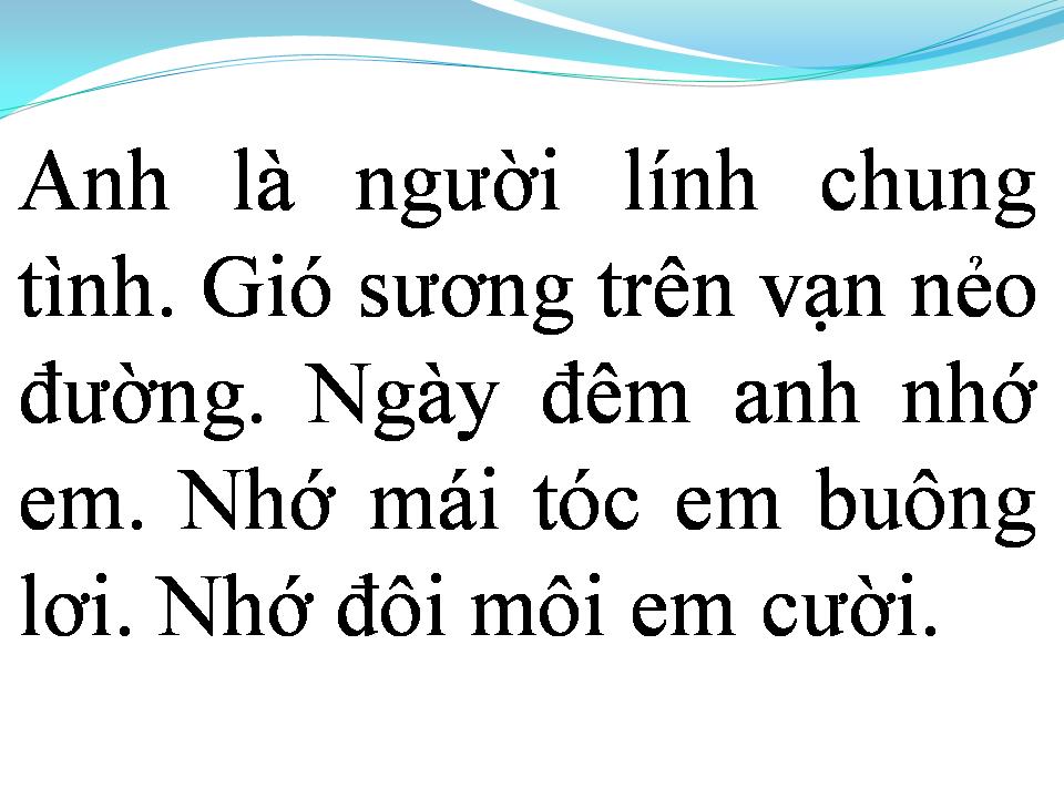 Lời bài hát NGƯỜI LÍNH CHUNG TÌNH