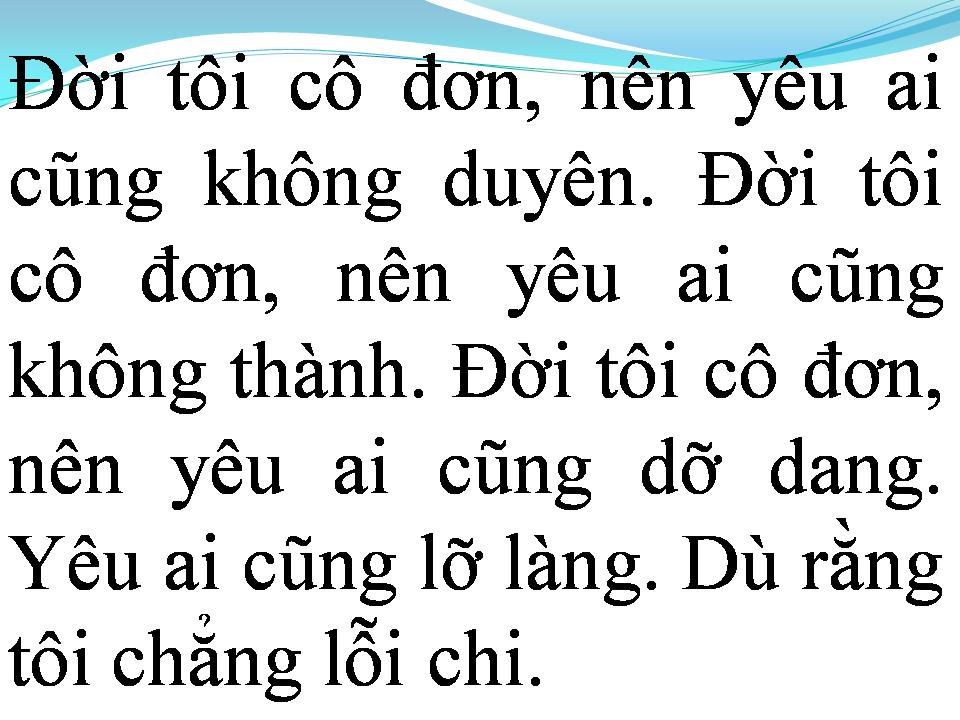 Lời bài hát NGƯỜI YÊU CÔ ĐƠN (ĐỜI TÔI CÔ ĐƠN)