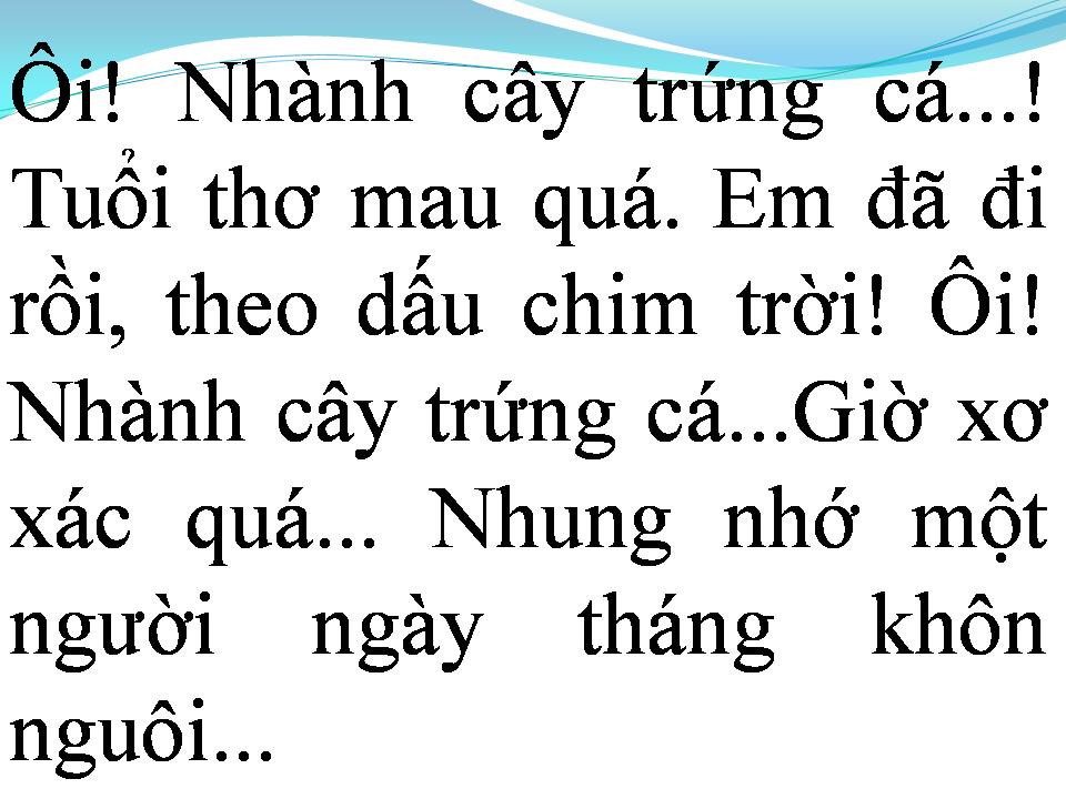 Lời bài hát NHÀNH CÂY TRỨNG CÁ