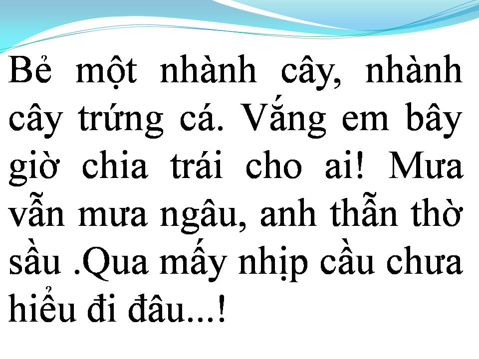 Lời bài hát NHÀNH CÂY TRỨNG CÁ