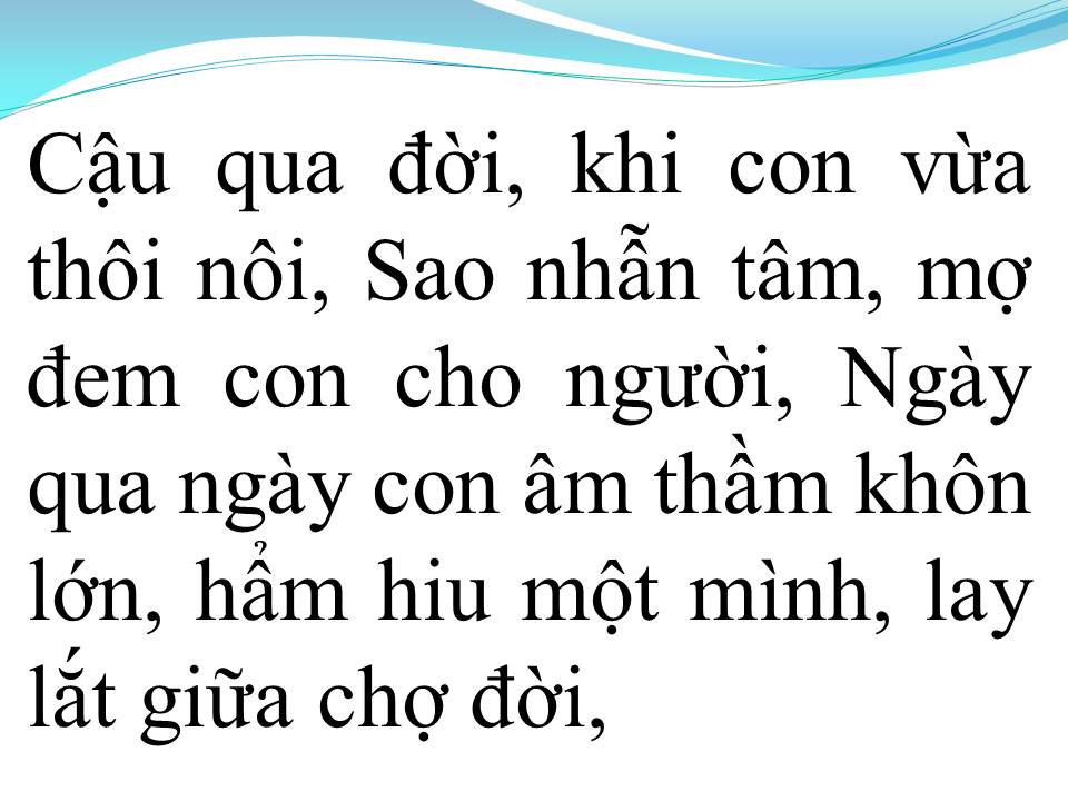 Lời bài hát NHỚ MẸ LÝ MỒ CÔI