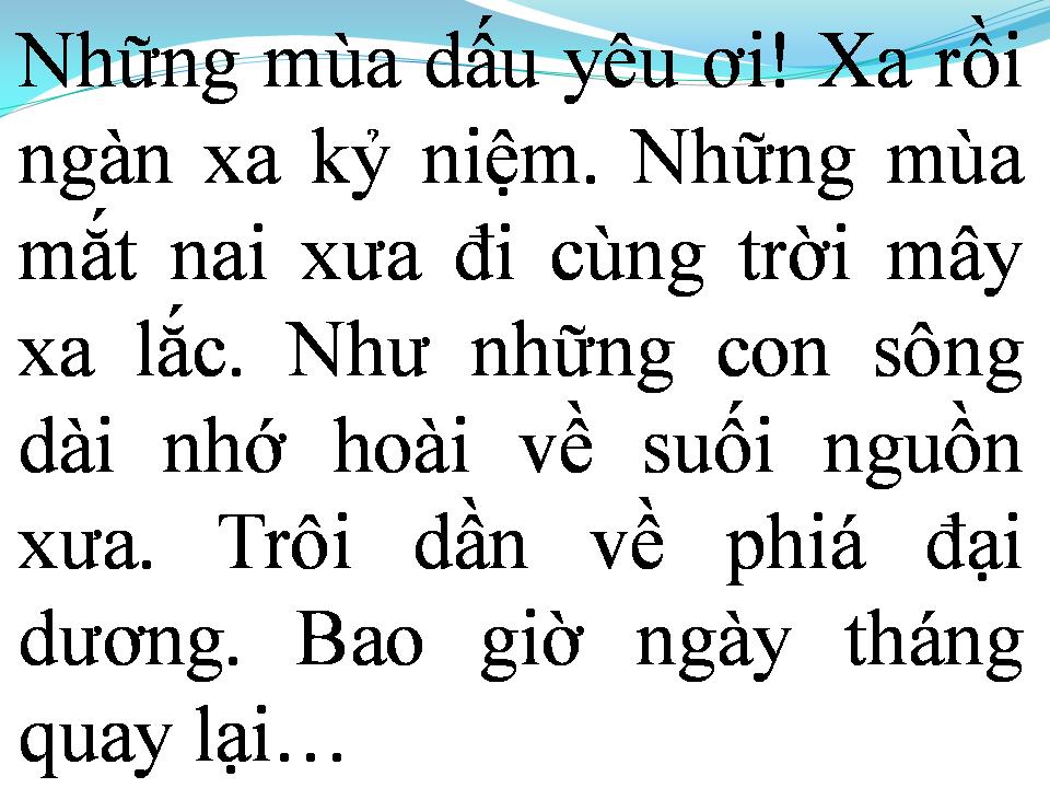Lời bài hát NHỮNG MÙA DẤU YÊU