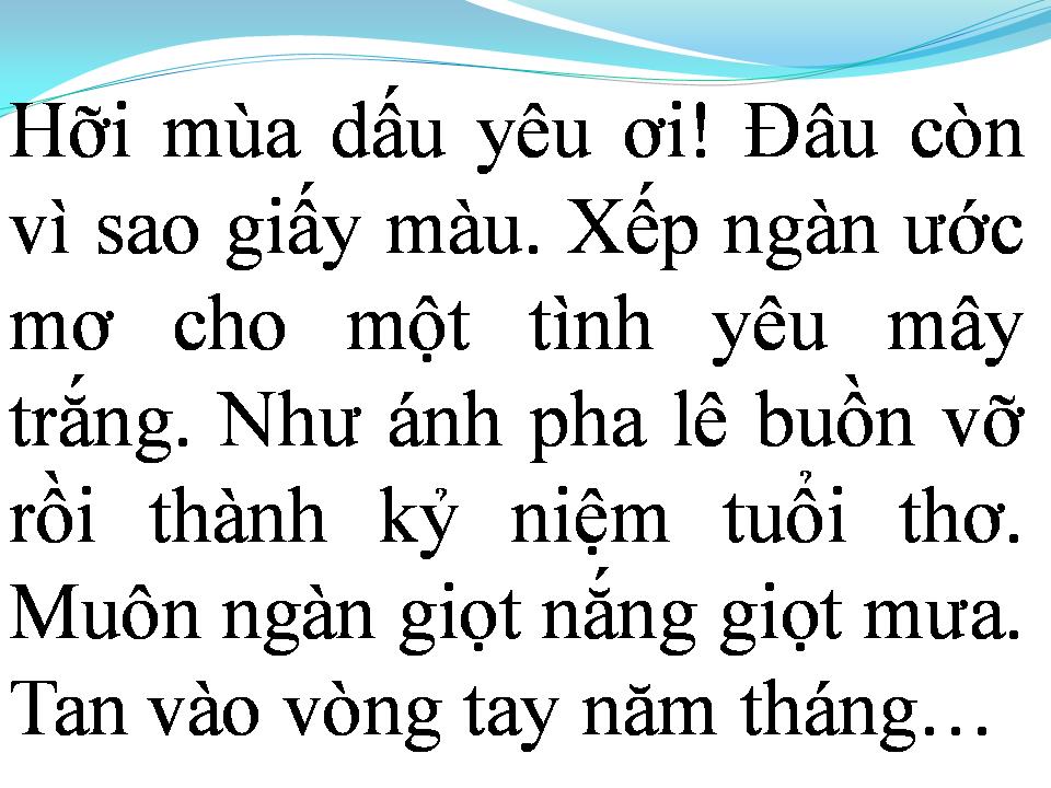 Lời bài hát NHỮNG MÙA DẤU YÊU