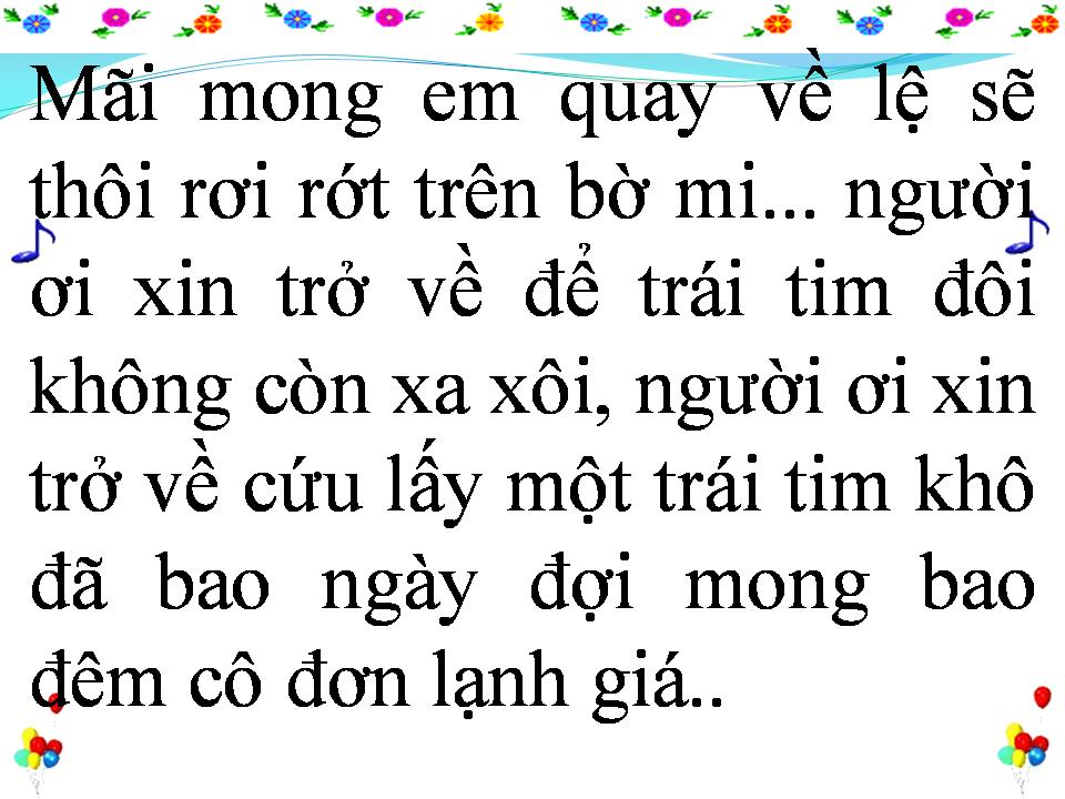 Lời bài hát XIN TÌNH YÊU QUAY VỀ