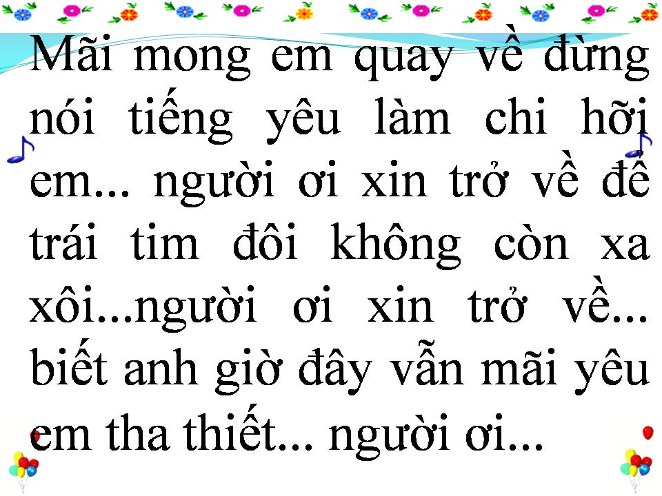 Lời bài hát XIN TÌNH YÊU QUAY VỀ