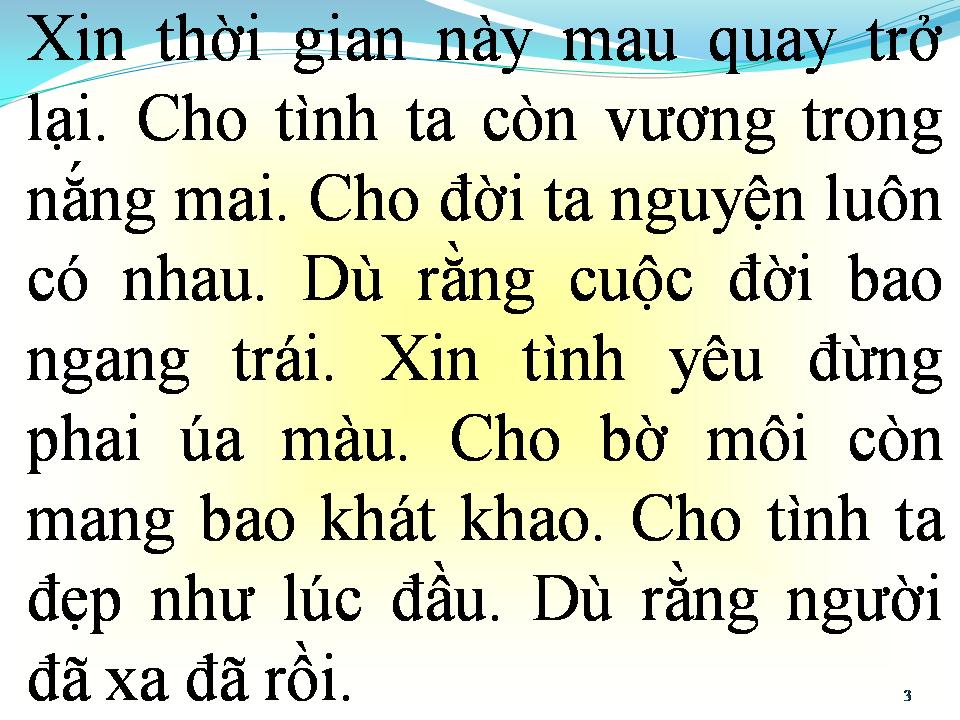 Lời bài hát XIN TÌNH YÊU TRỞ LẠI