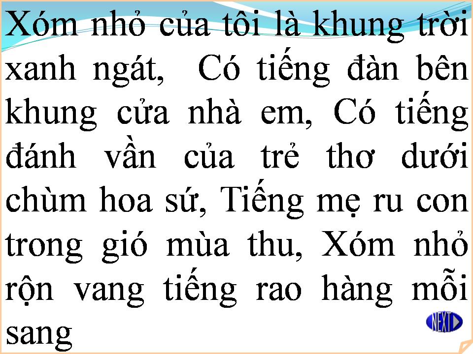 Lời bài hát XÓM NHỎ