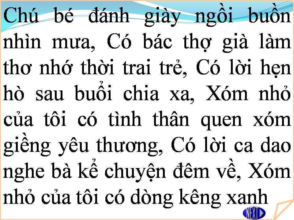 Lời bài hát XÓM NHỎ