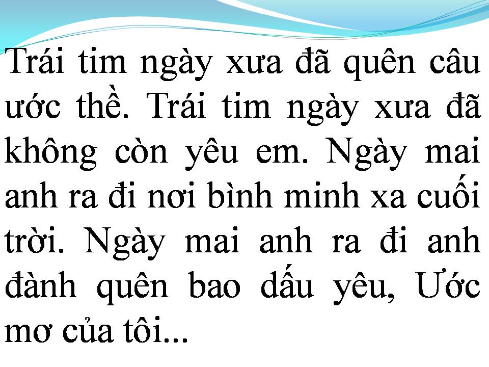 Lời bài hát ƯỚC MƠ CỦA TÔI