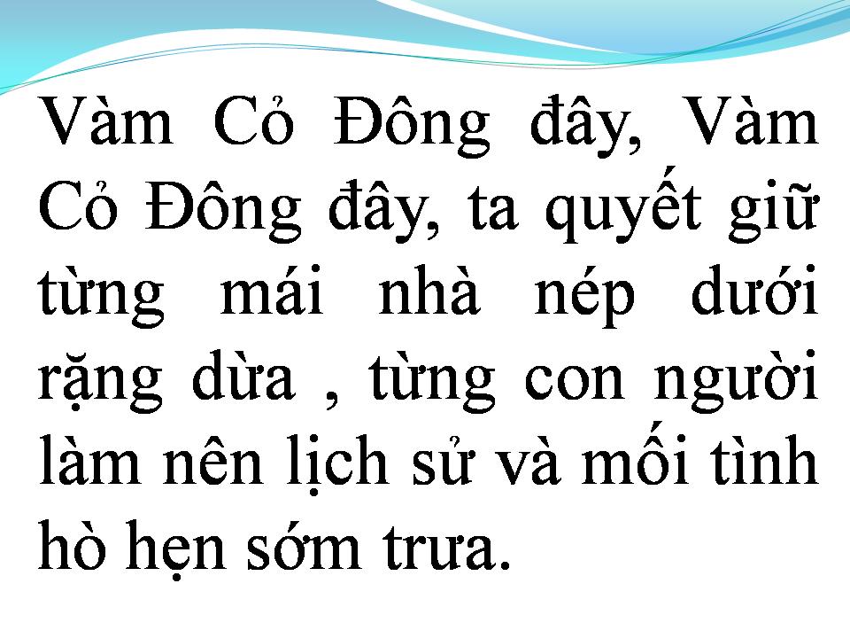 Lời bài hát VÀM CỎ ĐÔNG