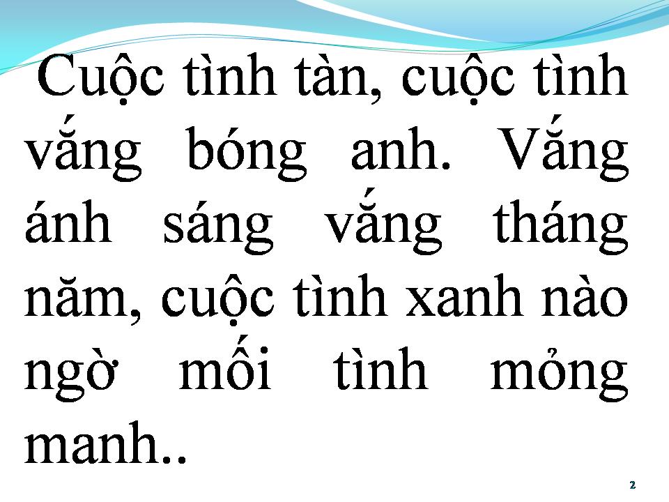 Lời bài hát VẮNG BÓNG NGƯỜI YÊU