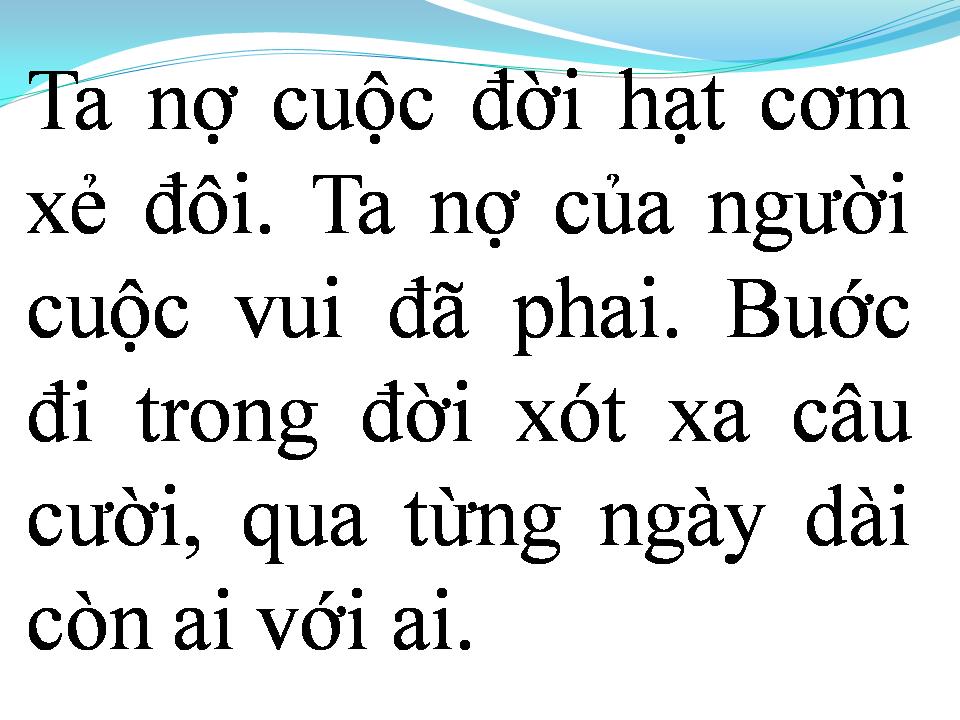 Lời bài hát VẪN NỢ CUỘC ĐỜI