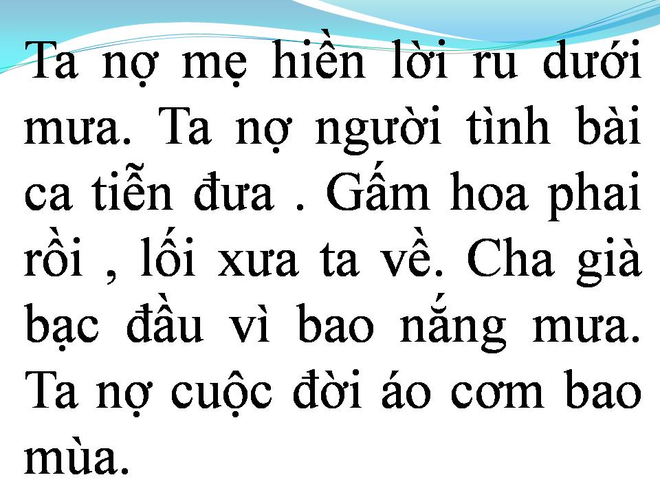 Lời bài hát VẪN NỢ CUỘC ĐỜI