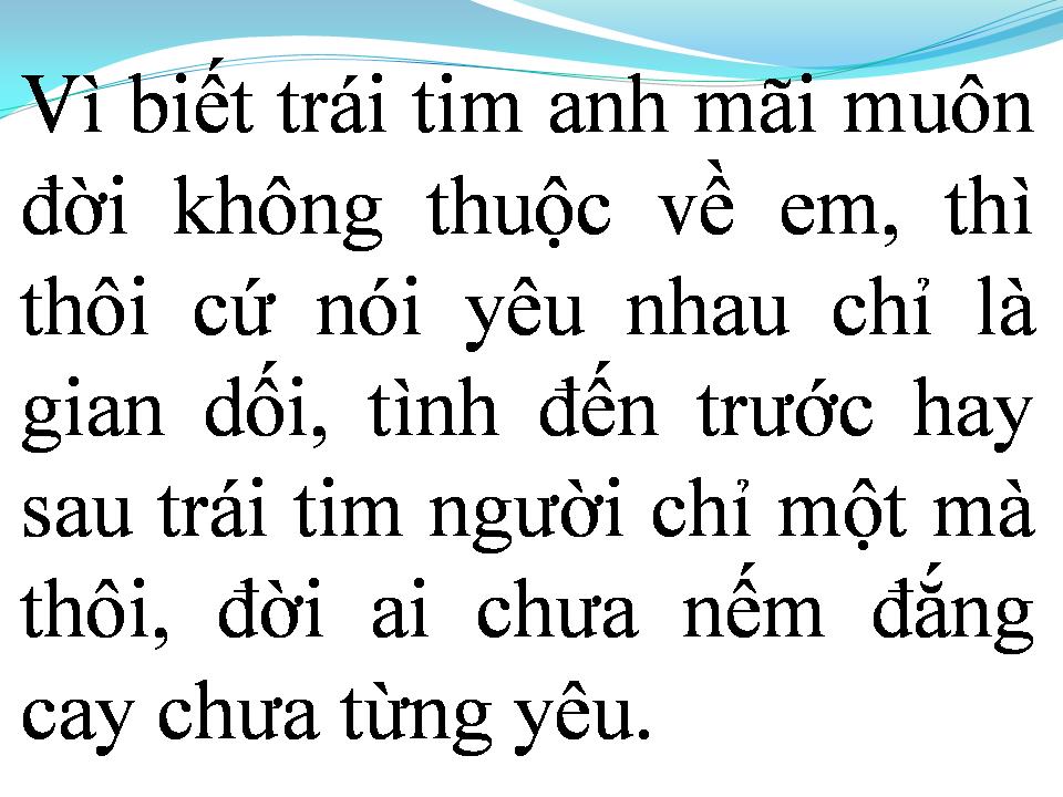 Lời bài hát VỊ ĐẮNG TÌNH YÊU