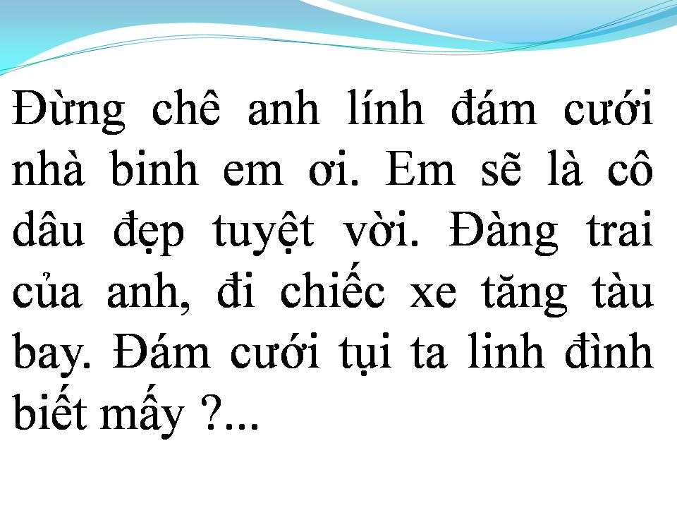 Lời bài hát ĐÁM CƯỚI NHÀ BINH
