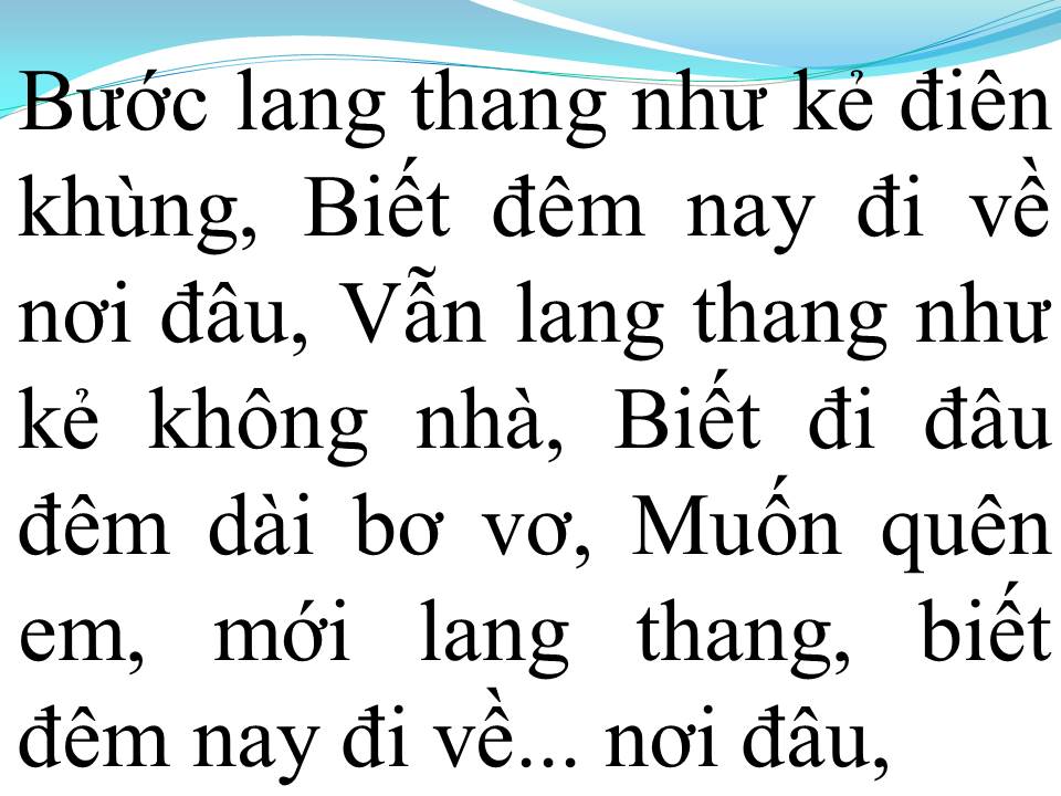Lời bài hát ĐÊM LANG THANG