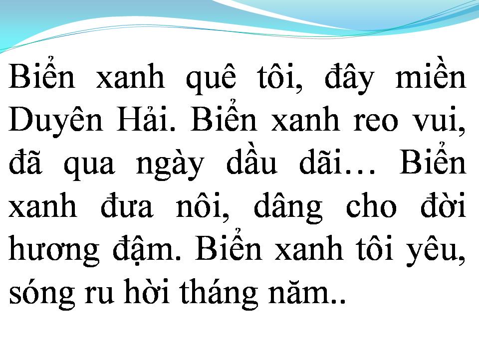 Lời bài hát DUYÊN HẢI BIỂN QUÊ TÔI