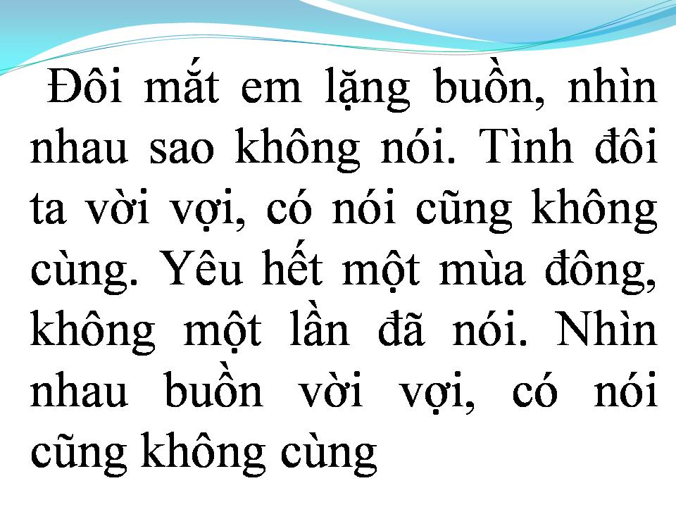 Lời bài hát MỘT MÙA ĐÔNG