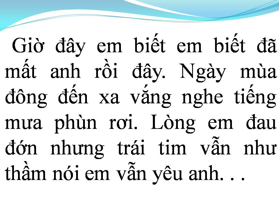 Lời bài hát MỘT NGÀY MÙA ĐÔNG