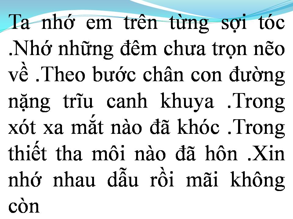 Lời bài hát MỘT THỜI ĐỂ NHỚ