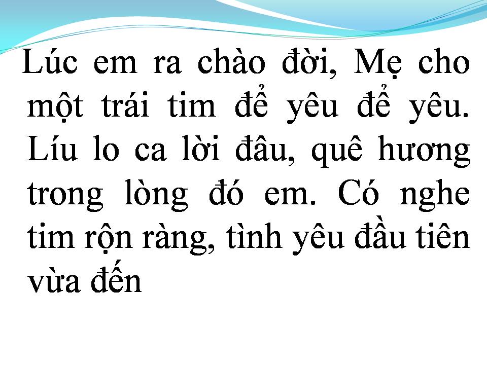 Lời bài hát MỘT TRÁI TIM MỘT QUÊ HƯƠNG