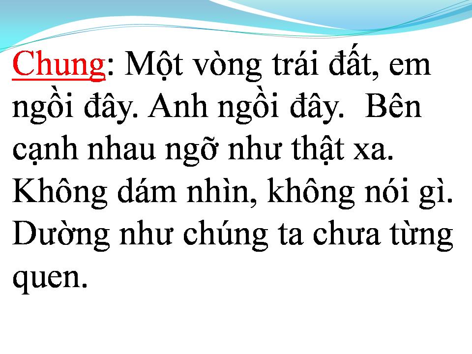 Lời bài hát MỘT VÒNG TRÁI ĐẤT