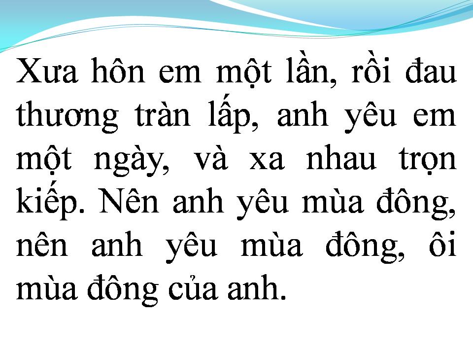 Lời bài hát MÙA ĐÔNG CỦA ANH