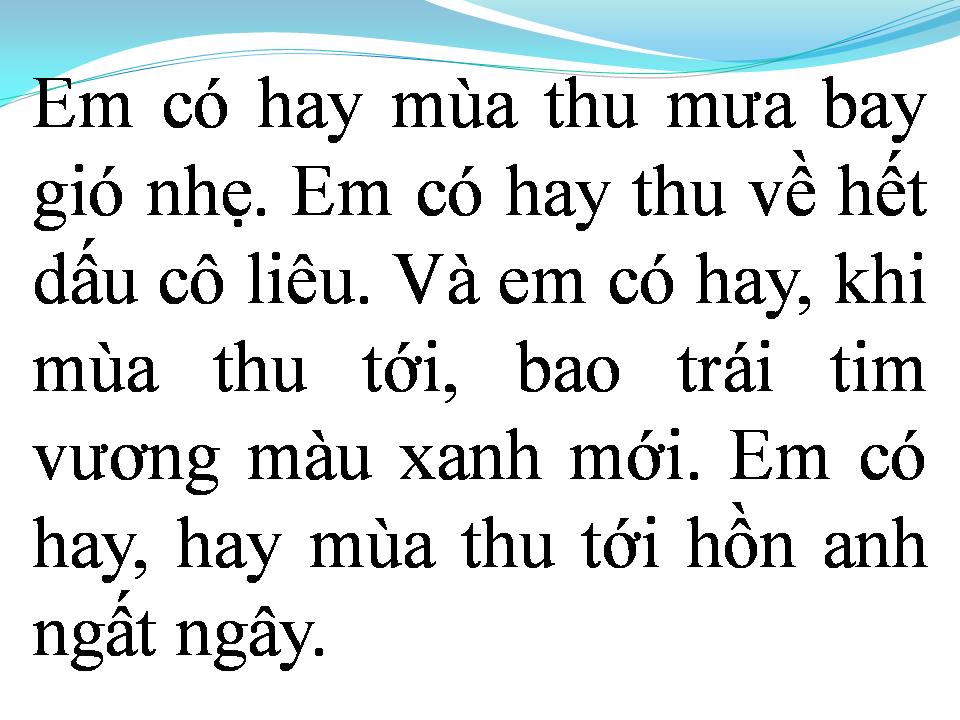 Lời bài hát MÙA THU CHO EM