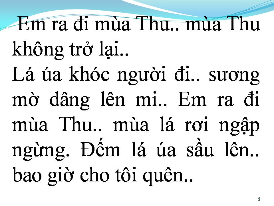Lời bài hát MÙA THU KHÔNG TRỞ LẠI