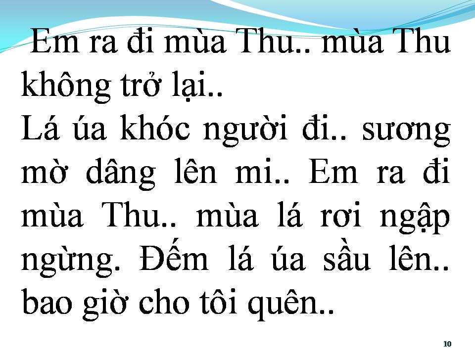Lời bài hát MÙA THU KHÔNG TRỞ LẠI