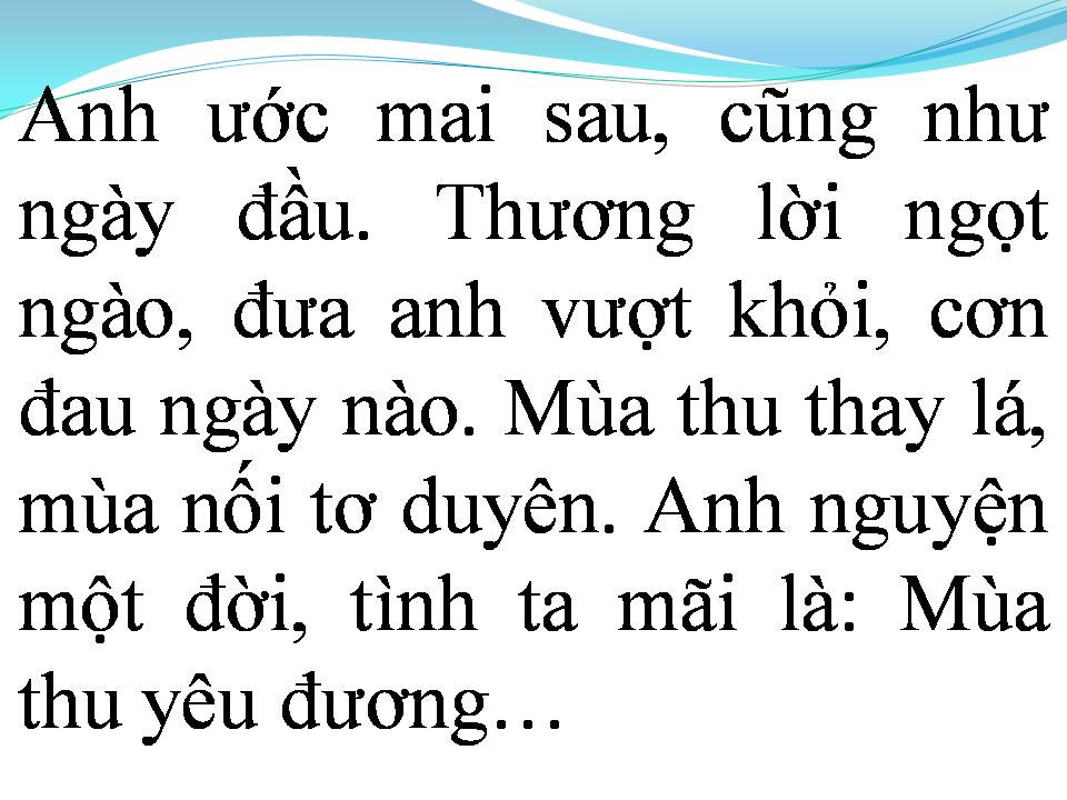 Lời bài hát MÙA THU YÊU ĐƯƠNG