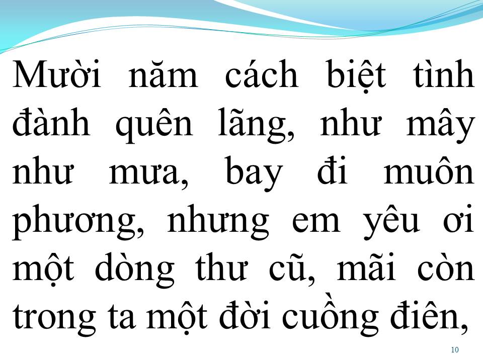Lời bài hát MƯỜI NĂM TÌNH CŨ