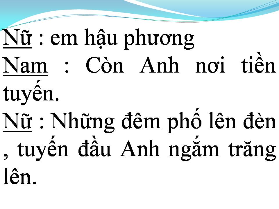 Lời bài hát EM HẬU PHƯƠNG ANH TIỀN TUYẾN