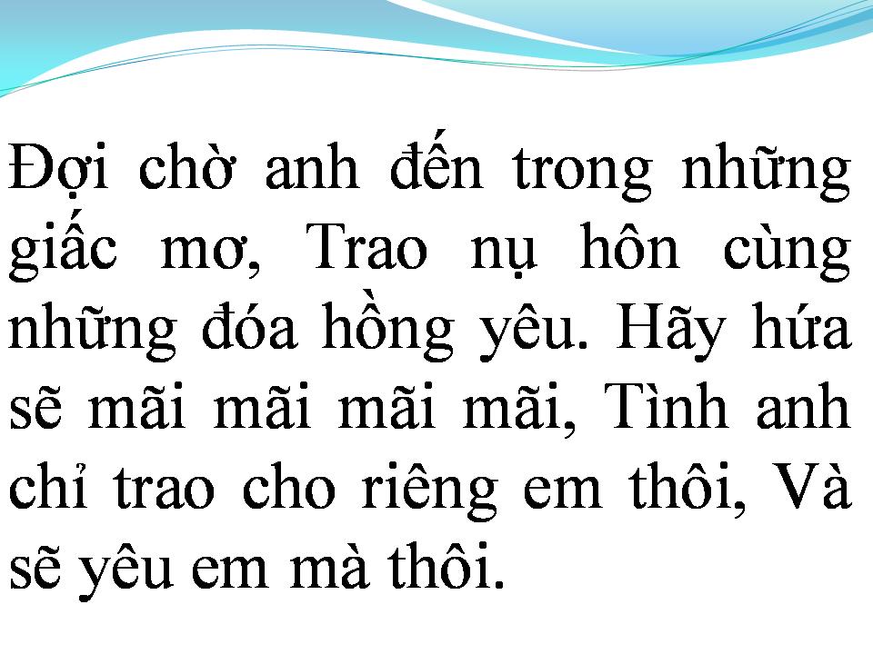 Lời bài hát LỜI HỨA CHO TÌNH YÊU