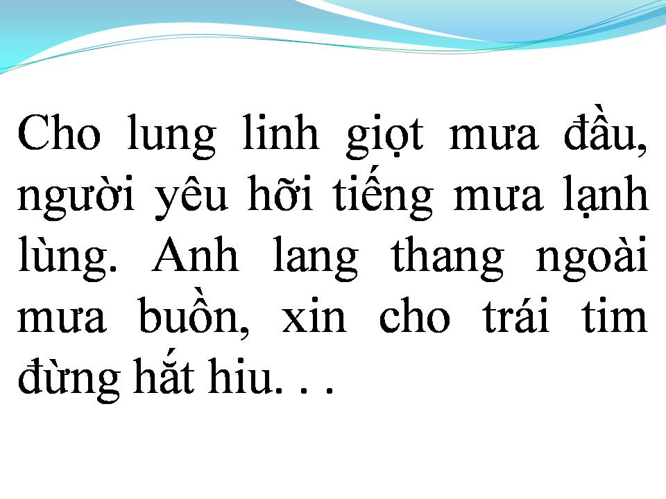 Lời bài hát LUNG LINH GIỌT MƯA