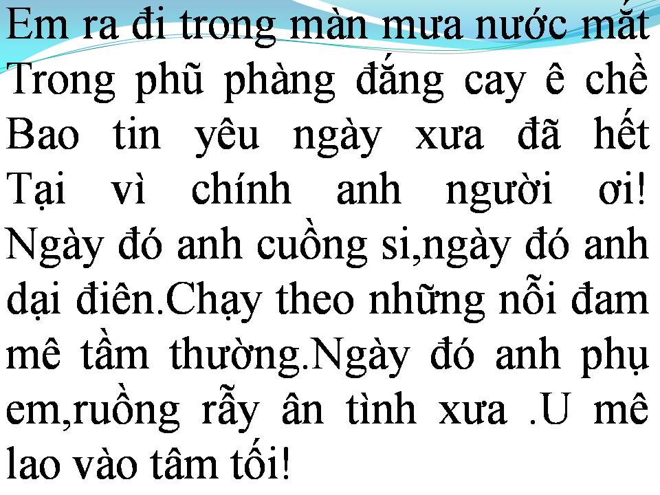 Lời bài hát ÂN TÌNH ĐÃ MẤT