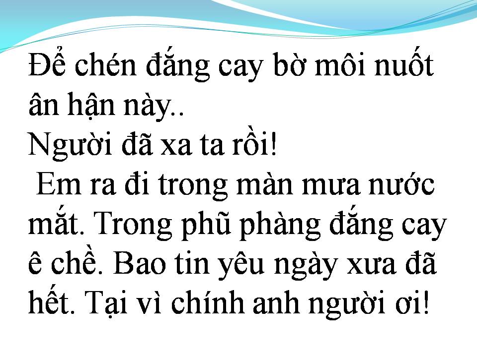 Lời bài hát ÂN TÌNH ĐÃ MẤT