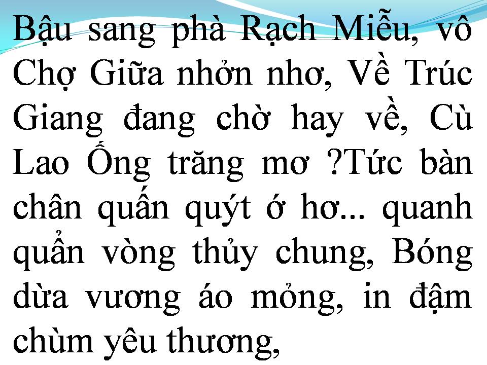 Lời bài hát PHẢI LÒNG CON GÁI BẾN TRE