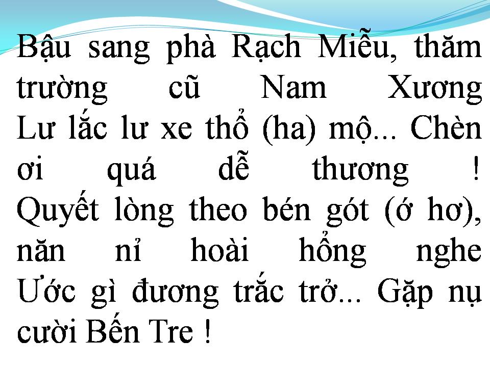 Lời bài hát PHẢI LÒNG CON GÁI BẾN TRE