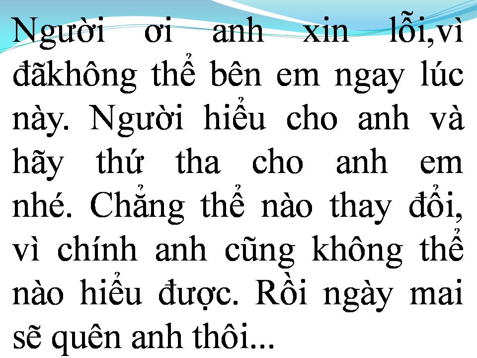 Lời bài hát XIN LỖI NGƯỜI ANH YÊU