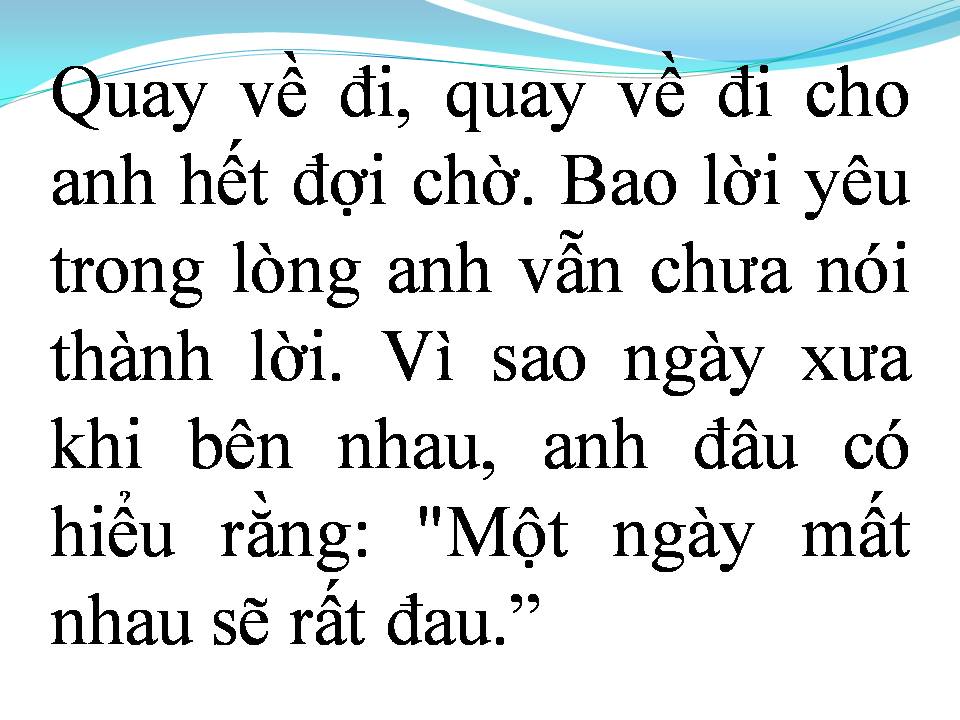 Lời bài hát QUAY VỀ ĐI