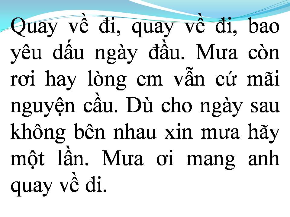 Lời bài hát QUAY VỀ ĐI