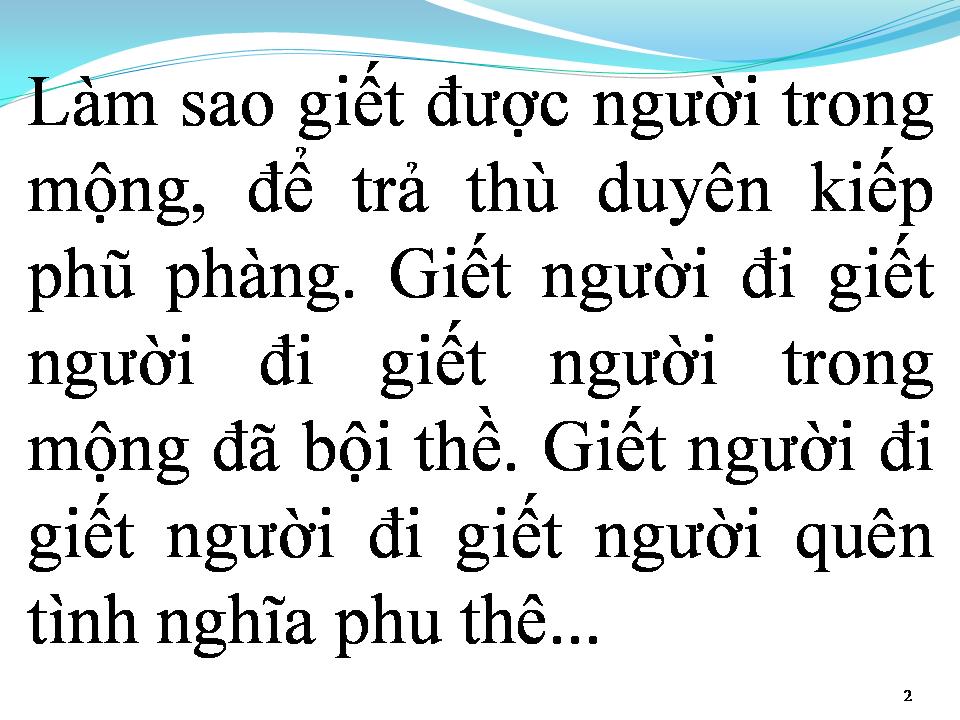 Lời bài hát GIẾT NGƯỜI TRONG MỘNG